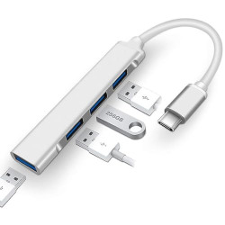 STRIFF 4-in-1 USB Hub Type C Multiport Adapter, Type c to USB Connector, USB c hub, Type c hub, with Fast Data Transfer Speed for PC, Laptops, MacBooks (Silver)