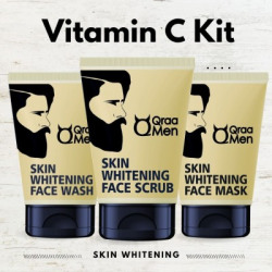 Qraa Vitamin C Skin Whitening Face Kit|Face Wash, Face Scrub and Face Mask for Men |With Vitamin E|For Brighter and Even Toned Skin(3 Items in the set)