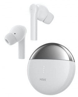 Mivi DuoPods A650 True Wireless in Ear Earbuds with Quad Mic ENC, 13mm Rich Bass Drivers, 55Hrs Playtime, Low Latency, Fast Charging, Clear Audio Quality, Made in India (Polar White)