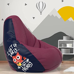 ComfyBean Bag with Beans Filled XXXL- Official: Jack & Mayers Bean Bags - for Young Adults - Max User Height : 5-5.8 Ft.-Weight : 60-70 Kgs(Model: I get up Early - Maroon Indigo)