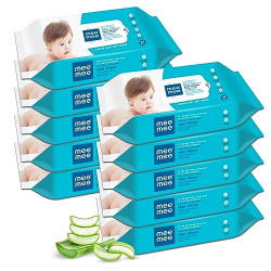 MeeMee Baby Caring Wet Wipes |Clinically & Dertologically Tested,Infused with Aloe Vera Extracts 24 Pcs (Aloe Vera, Pack of 10)