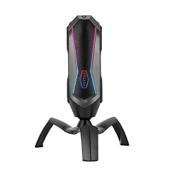 Vertux Cardioid Gaming Microphone with RGB Effects Anti Vibration Shock Mount | Four Polar Patterns Pop Filter | Gain Control | Podcasts | Twitch | YouTube | Discord Black | Marshal