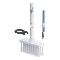 Gizga Essentials Earphone Earpod Cleaning Pen for Earbuds, Headphones, Wireless Earphones, 5-in-1 Multifunctional Cleaning Kit, Metal Pen & Sponge, Cleans Keyboards Laptops Mobiles, White