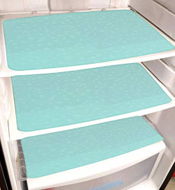 Kuber Industries 3 Piece Self Lining Design PVC Fridge Mat Set - 18 x12 , Green