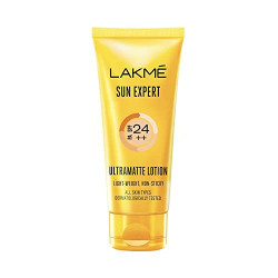 Lakme Sun Expert, SPF 24 PA++ Ultra Matte Sunscreen, 50ml, for Sun Protection, with Vitamin B3, Blocks upto 97% of Harmful UVB Rays, Lightweight and Non-Sticky, For Men & Women