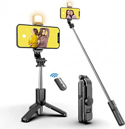 Selfie Stick Tripod with Fill Light Phone Tripod Stand with Remote & 360Rotation Compatible with iPhone13/13 Pro/12/11/11 Pro/XS Max/XS/XR/X/8/7 and Android Smartphone(Black 60cm)