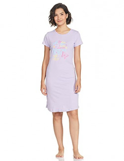 Rupa Women's Cotton Above The Knee Relaxed Nightgown (1363A03-SWEET Lilac-S_Sweet