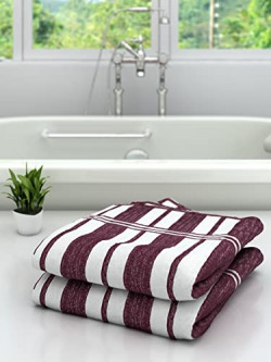 Athom Trendz Ecosaviour Striped Cotton Bath Towel 70x140 cm Multicolour Pack of 2