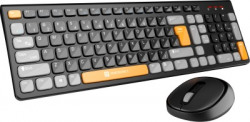 Portronics Key7 Combo Keyboard Mouse Combo Set with 2.4Ghz, 1200 DPI Wireless Laptop Keyboard(Black, Orange)
