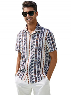 Leriya Fashion Shirt for Men || Rayon Abstract Printed Men's Shirt || Short Sleeves Hawaiian Beach Shirt || Perfect for Camp || Outing || Summer Wear Shirt for Boys || Gift for Men (X-Large, Blue)