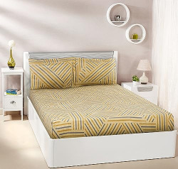 Amazon Brand - Solimo Sapphire Streak Double Bedsheet with 2 Pillow Covers- 120 GSM-Multi_EWDBS72