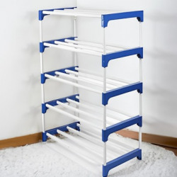QURACK Shoe rack metal for home & lightweight storage organizer multipurpose metal Metal Shoe Rack(Blue, 5 Shelves, DIY(Do-It-Yourself))