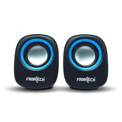 FRONTECH Premium 2.0 Channel USB Powered Speakers - 3W x 2 Output, AUX Input, Foam Edge, 1-Year Warranty (SPK-0003) (Blue)