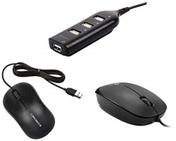 Zebronics ZEB-90HB USB Hub, 4 Ports, Pocket Sized, Plug & Play, for Laptop & Computers & Zeb-Comfort Wired USB Mouse, 3-Button, 1000 DPI Optical Sensor, Plug & Play, for Windows/Mac, Black