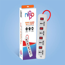 NIPPO 4KV Surge Protector I 4 Universal Socket with Individual switches I 2 Mtr Cord I 1 Year Warranty