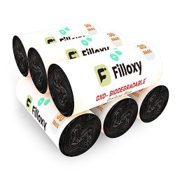 Biodegradable Garbage Bags, Dustbin Bags Trash Bag 30 bags/roll Black (17x19 - Pack of 6)