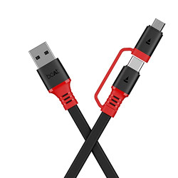 boAt Deuce USB 500 2-In-1 Micro Usb + Type-C 6.5A Fast Charging Cable With 480Mbps Data Transmission, 1.5M Long For Personal Computer (Rebellious Black)