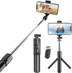 Hold up Bluetooth Selfie Stick(Black, Remote Included)