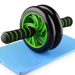SX Fitness Anti Skid Double Wheel- AB Roller -for Abdominal Stomach - ab excersice equipment - abs workout equipment -with Knee Mat ab excerciser Steel Handle for men ab roller wheel