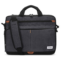 AirCase Office Sling Messenger Bag fits upto 15.6 Laptop/Macbook, Detachable Shoulder Strap, water resistant, Shockproof, Spacious Pockets for Office/Travel, Black- With Warranty