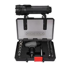 BLACK+DECKER A7224 35-Piece Accessories Kit with Multiple Bits, Bit Holder, Sockets, SOS LED Torch, Vest & Socket Adapter, Packed in a Secure Box, 6 Month Warranty, ORANGE & BLACK