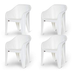 Supreme Futura Plastic Chairs for Home and Office (Set of 4, Milky White)
