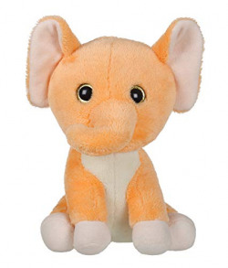Mirada Plush Suffed Light Brown Cute Glitter Eye Elephant Soft Toy - 25 cm