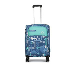 uppercase JFK (Small) 56cms |Cabin Trolley Bag for travel|Dust-Resistant Eco-Soft Polyester Printed Luggage|Combination Lock|Sustainable 8 Wheel Suitcase for Men & Women|2500 Days Warranty(Denim Blue)