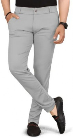 COMBRAIDED Slim Fit Men Grey Trousers Starts at Rs:289