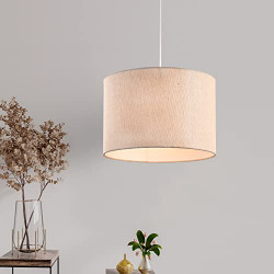 Decazone Echelon Chandelier Ceiling Hanging Lamp Modern White Drop Pendant with Dual Drum Fabric Shade 30 x 20 Beige