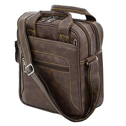 Storite Large Stylish PU Leather Sling Cross Body Travel Messenger One Side Shoulder Handbag Bag for Men Women With 6 Multi-Pocket Zip Closure (22x10x26.5 Cm)