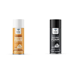 Bombay Shaving Company Turmeric Shaving Foam,266 ml (33% Extra) with Turmeric & Sandalwood &Charcoal Shaving Foam, 266 ml (33% extra) with Activated Charcoal & Moroccan Argan Oil