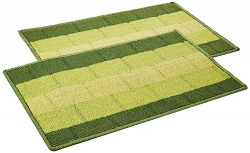 Amazon Brand - Solimo Premium Polypropylene Home Decor Doormats (Pack of 2, Green), Rectangular, 58 x 38 cm