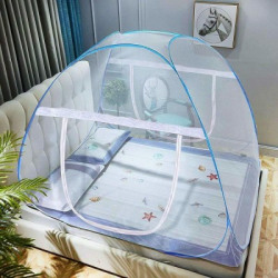 Evrum Polyester Adults Washable Blue Mosquito Net Polyester Adults Net King Size Double bed Mosquito Net Mosquito Net (Blue, White) Mosquito Net(Blue, Tent)