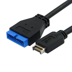 Cablecc USB 3.1 Front Panel Header to USB 3.0 20Pin Header Extension Cable 20cm for ASUS Motherboard-Black