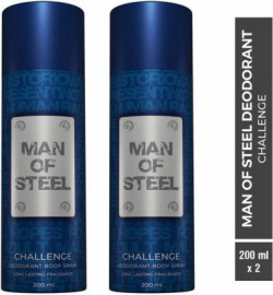 DENVER Combo of Man Of Steel Challenge Long lasting Deodorant Spray - For Men(400 ml, Pack of 2)