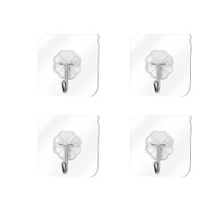 ANCHARA Wall Hooks for Hanging Strong Sticker Sticky Heavy Duty Home Kitchen Bathroom Key Frame Holders Metal (Pack of 4)
