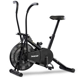 beatXP Vortex Energize 1M Air Bike Exercise Cycle for Home | Gym Cycle for Workout with Adjustable Cushioned Seat | Moving Handles | Full Body Workout With 6 Months Warranty (Black)