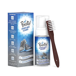 Amazon Brand - Presto! Sports Shoe Cleaner with Brush, Removes Tough Stains, No Water Required, Ready to Use
