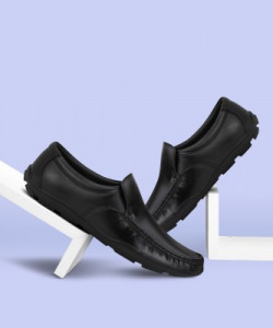 FENTACIA Genuine Leather Slip On For Men(Black)