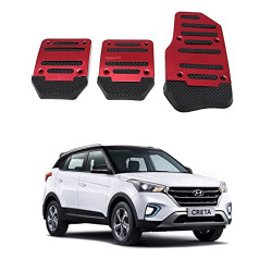 Oshotto 3 Pcs Non-Slip Manual CS-373 Car Pedals Kit Sports Pad Covers Set Compatible with Hyundai Creta (2015-2019) (Red)