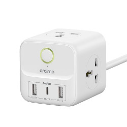 Oraimo Cube Extension Boards with 3 Universal Socket, 2 USB and 1 Type C Fast Charging Port, 20W PD3.0 Quick Charge Desktop Charging Station with 1.5 M Power Cord Multi Protection