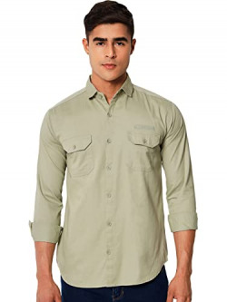 KARGEENS Casual Shirt for Men|| Shirt for Men|| Men Stylish Shirt || Men Solid Shirt || Full Sleeve Shirt,Light Green-M