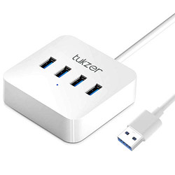 Tukzer 4-Ports USB A to USB 3.0 HUB with High-Speed Data Transfer & Fast Charing Ports, Compatible for MacBook Air, Mac Mini, iMac Pro, Microsoft Surface, UltraBooks, Laptop, Notebook, Desktop (White)