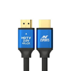 Ant Esports AEH103 4K HDMI Cable with Blue Metal Cap - 3 Meters I 2.0 HDMI I 24K Gold-Plated I High Speed 18Gbps HDTV Cable