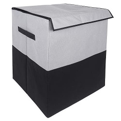 GLUN 75L Folding Laundry Basket, Large Laundry Hamper With Lid & Handles, Collapsible Storage Basket for Bedroom & Bathroom (Grey) Pack of 1