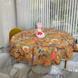 CAPUA Printed 6 Seater Table Cover(Rust, Cotton)
