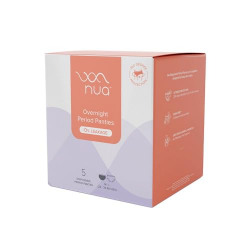 Nua Overnight Period Panties for Women | 360 degree coverage | For Heavy Flow | Unscented | 5 Disposable Period Panties | Medium-Large | Upto 0% Leakage