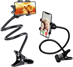 Eightiz Mobile Stand Holder Metal Cell Phone Stand Perfect for Video Table Online Class Flexible Movie Office Desktop Foldable Lazy Clip Multi Angle Clamp for All Smartphones Online Studies
