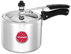 Amazon Brand Solimo - Sleek Induction Bottom Aluminium Pressure Cooker - 3 Liter (Inner Lid)